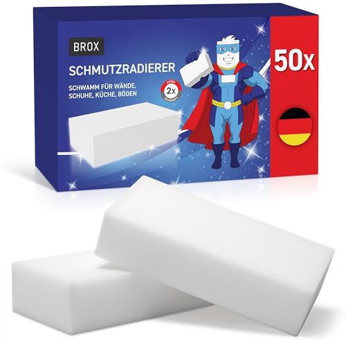 BROX Schmutzradierer – 50 Schwämme – Radierschwamm für Haushalt, Schuhe & Auto – Robuster Zauberschwamm für alle Arten von Flecken von BROX