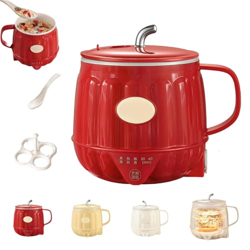 Multifunktionaler elektrischer Milchwärmer, 600 ml 3-in-1-Multifunktions-Mini-Elektrowärmer, tragbarer automatischer Milchwärmer aus Edelstahl, for den Einsatz zu Hause und beim Camping.(Red) von BRRDASJO