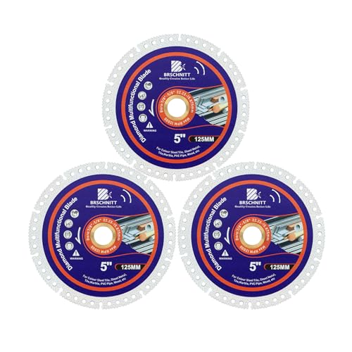 BRSCHNITT 3 Stück Unverwüstliche Schleifscheibe 125MM -22.23/15.875mm Arbor Multifunktionale Trennscheiben zum Glattschneiden, Anfasen, Schleifen von Materialien von BRSCHNITT
