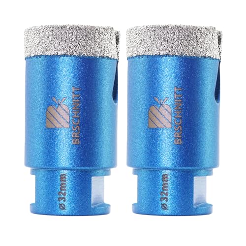 Diamant Fliesenbohrer 32mm - BRSCHNITT M14 Diamantbohrer Lochsäge für Fliesen Porzellan Keramik Marmor Granit Bohrungen(2 stücke) von BRSCHNITT