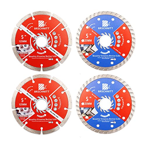 Diamant Trennscheibe，BRSCHNITT 1 Packung / 4 Stücke 125mm für Keramikfliesen Granit Marmor Stein Mauerwerk Terrazzo Pflastersteine Beton. von BRSCHNITT