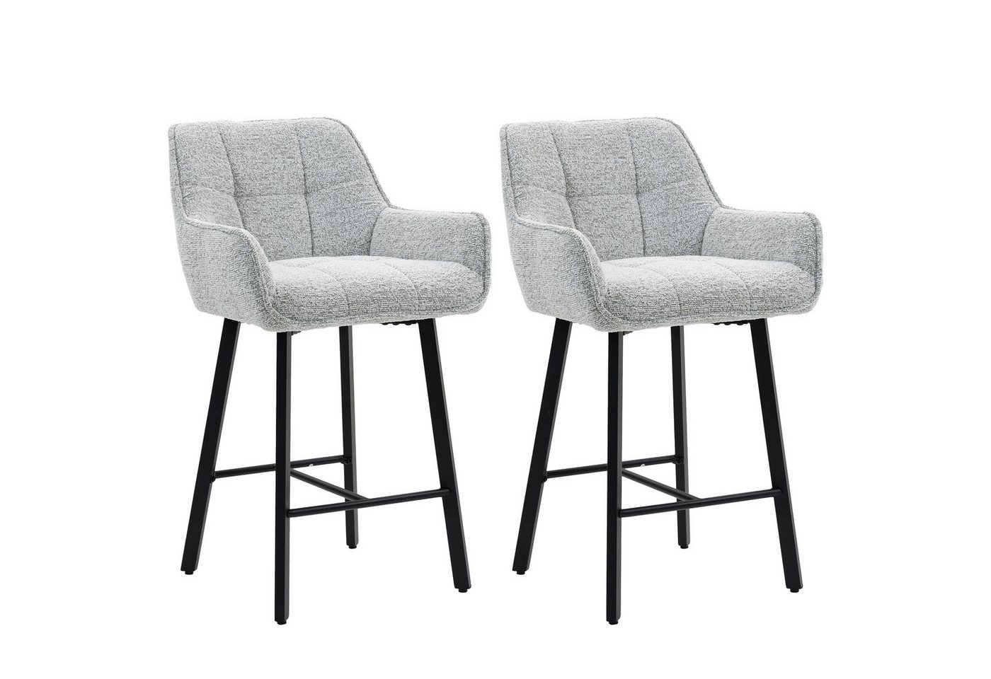 BRTHORY Barhocker 2er Set, höhenverstellbare Küchenhocker mit Rückenlehne (2 St), Fußstütze und Metallgestell, 54x57x91cm von BRTHORY