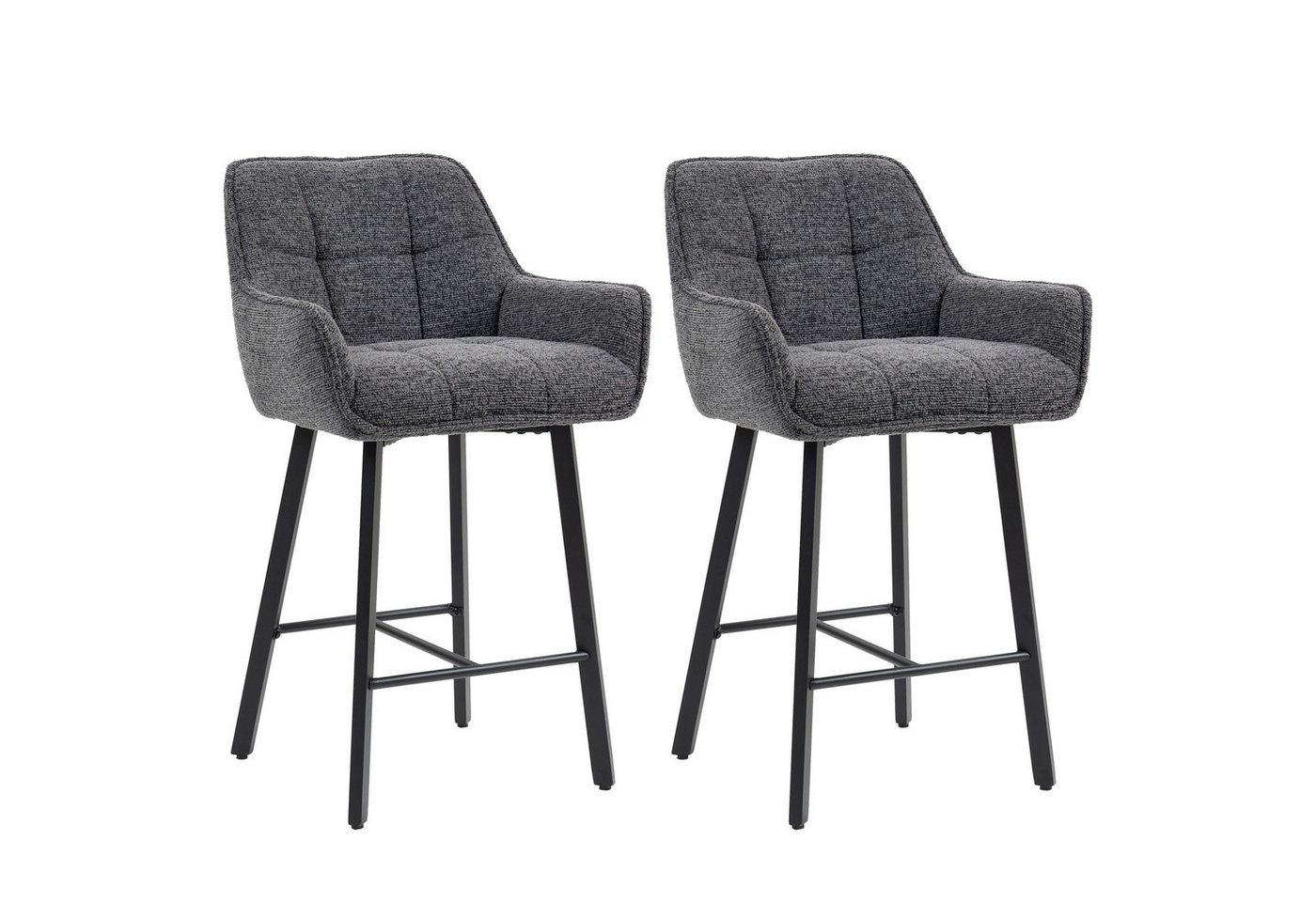 BRTHORY Barhocker 2er Set, höhenverstellbare Küchenhocker mit Rückenlehne (2 St), Fußstütze und Metallgestell, 54x57x91cm von BRTHORY