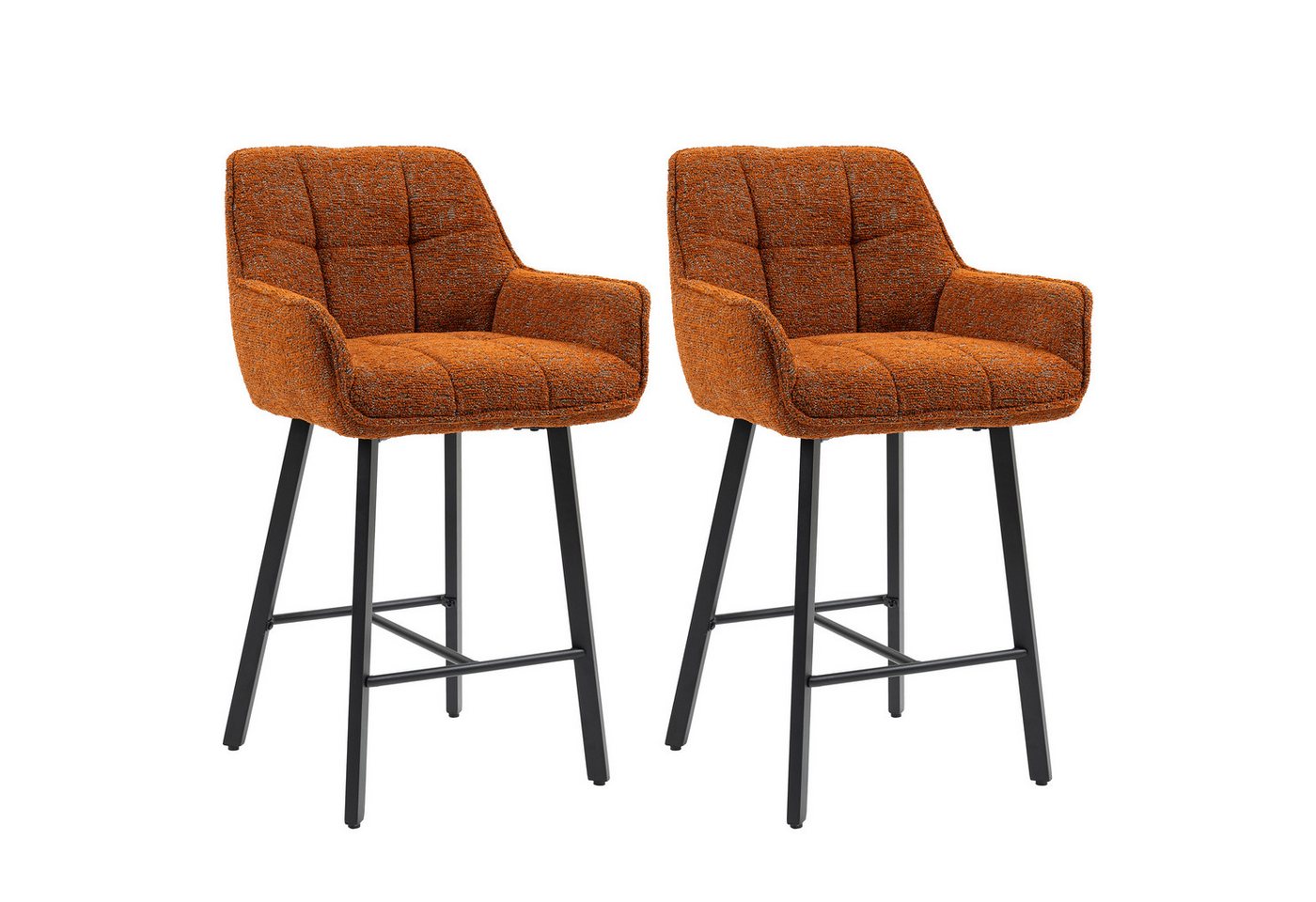 BRTHORY Barhocker 2er Set, höhenverstellbare Küchenhocker mit Rückenlehne (2 St), Fußstütze und Metallgestell, 54x57x91cm von BRTHORY