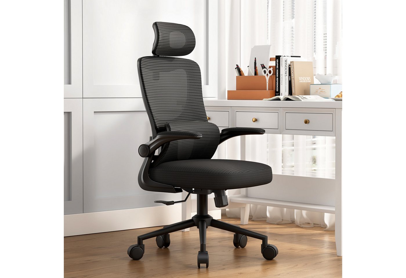 BRTHORY Bürostuhl Schreibtischstuhl mit Kopfstütze/selbstadaptiver Lordosenstütze (1 St), Ergonomischer Arbeitsstuhl, Computerstuhl, Verstellbar von BRTHORY