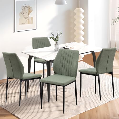 BRTHORY Esszimmerstühle 4er Set Gepolsterter Küchenstuhl mit Rückenlehne Polsterstühle künstlicher Stoff Dining Chair Küchenstuhl Moderne Sessel für Esszimmer, Wohnzimmerstühle von BRTHORY