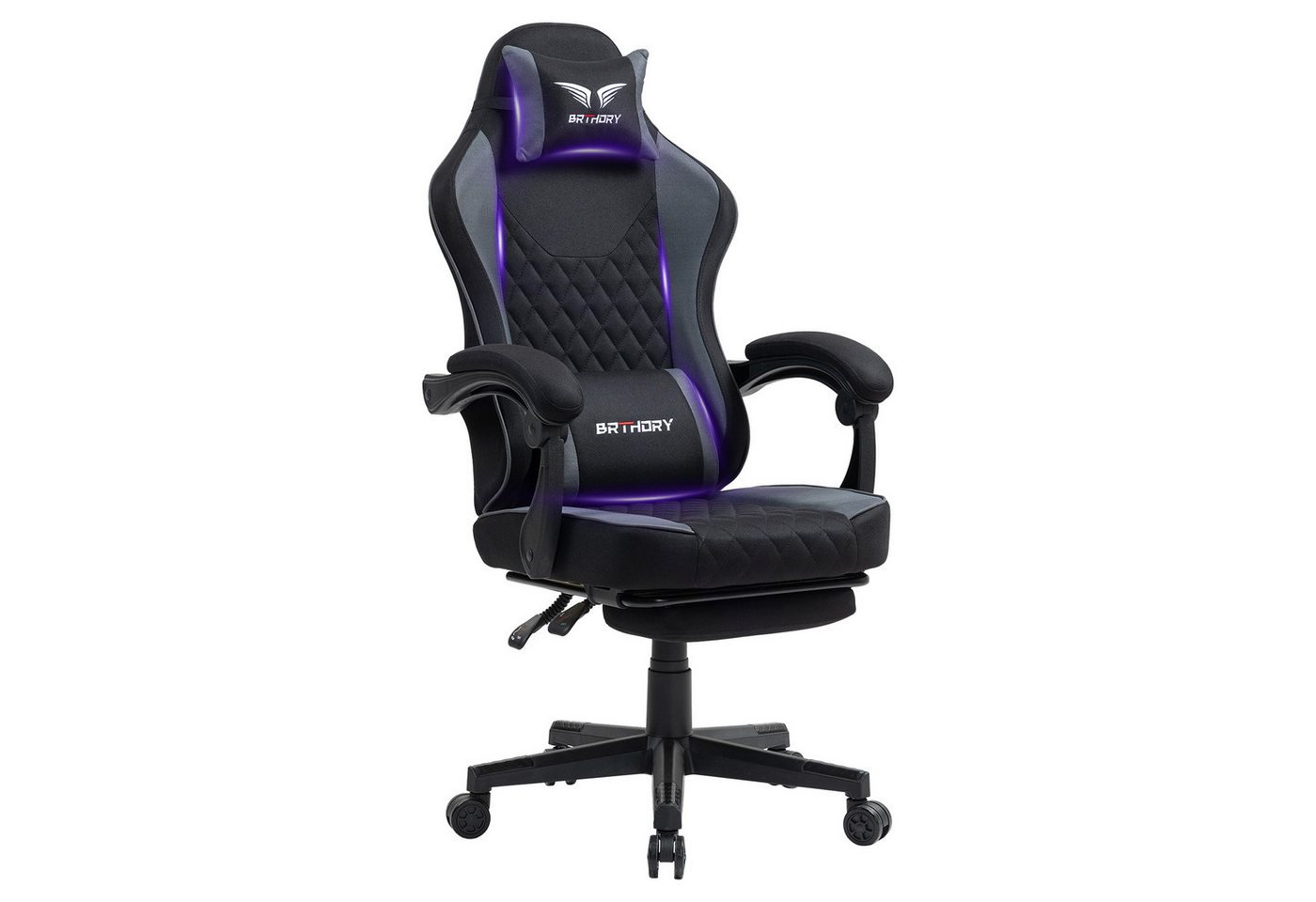 BRTHORY Gaming-Stuhl Ergonomischer Gaming Sessel, Schreibtischstuhl – Racing-Design (1 St), mit Fußstütze und Linkage-Armlehnen von BRTHORY