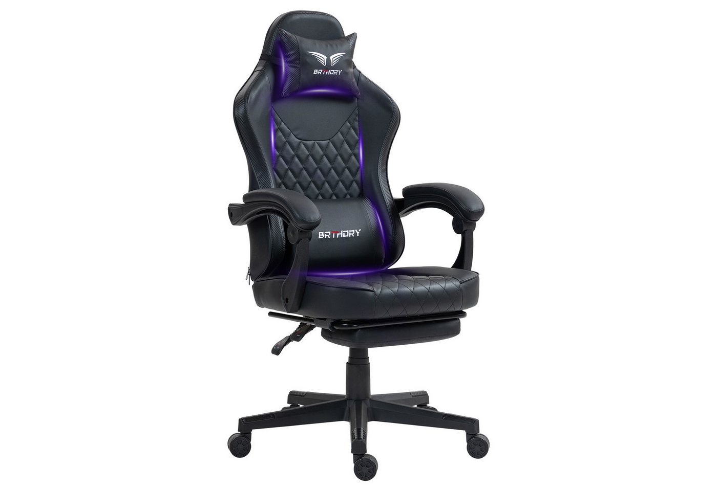 BRTHORY Gaming-Stuhl Ergonomischer Gaming Sessel, Schreibtischstuhl – Racing-Design (1 St), mit Fußstütze und Linkage-Armlehnen von BRTHORY