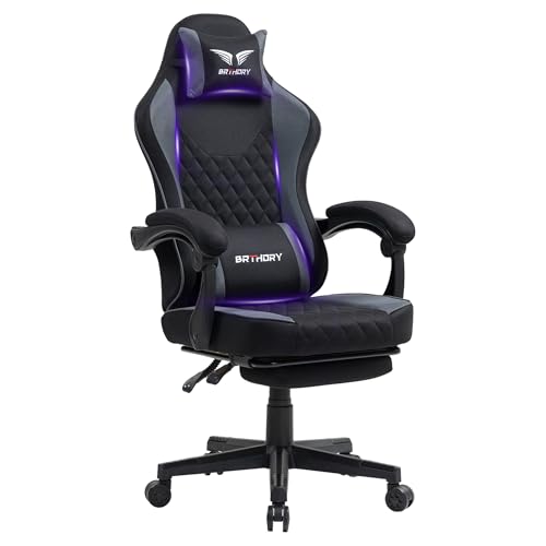 BRTHORY Gaming Stuhl Ergonomischer Gaming Sessel Schreibtischstuhl mit Fußstütze, Linkage Armlehnen, Racing Gamer Stuhl 135° PC-Stuhl 150KG von BRTHORY