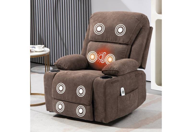 BRTHORY Massagesessel Relaxsessel mit Massagefunktion, Fernsehsessel, 360°drehbar (1-St), Massagesessel mit Liege- und Schaukel-Funktion von BRTHORY