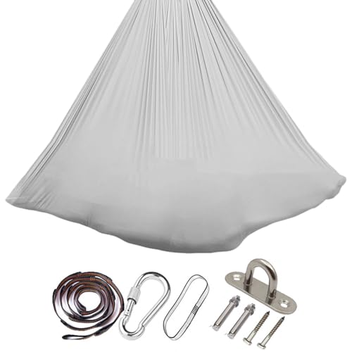 150x280 cm Aerial Yoga Hängematte Set, Anti-Gravity YogaSwing, 200 kg Tragfähigkeit, Nestschaukel für Indoor-Übungen, YogaHängematte, Yoga-Schaukel mit Beschlägen (Grau) von BRTNUP
