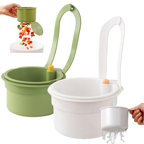 2 Stück Sieb für Spülbecken,Waschbecken Hängesieb,Snap-Button,Obstsieb zum Aufhängen am Wasserhahn,Abnehmbare silikon Waschbecken Sieb,Perfekt für Familien & Küchenorganisation von BRTNUP