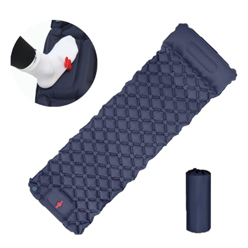 BRTNUP Selbstaufblasbare Schlafmatte Ultraleicht Isomatte Camping Selbstaufblasend Schlafmatte Campingmatte Aufblasbare Luftmatratze mit Fußpumpe und Kissen für Camping Outdoor Wandern (Blau) von BRTNUP