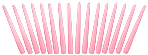 BRUBAKER 24 cm Spitzkerzen für Kerzenständer und Kerzenhalter - 16 Stück - lange, tropffreie Deko Kerzen mit langer Brenndauer - Leuchterkerzen Set Rosa von BRUBAKER