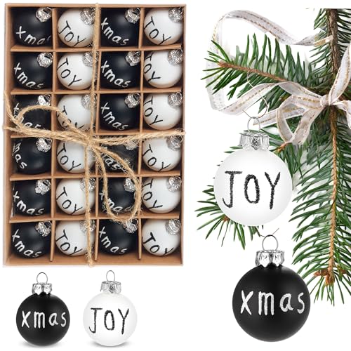 BRUBAKER 24-teiliges Set Weihnachtskugeln Joy & Xmas - 3 cm Mini Christbaumkugeln für Weihnachtsbaum - Handbemalter Christbaumschmuck Kugeln - Bruchsichere Weihnachtsbaumkugeln - Schwarz und Weiß BRUBAKER 24-teiliges Set Weihnachtskugeln Joy & Xmas - 3 cm Mini Christbaumkugeln für Weihnachtsbaum - Handbemalter Christbaumschmuck Kugeln - Bruchsichere Weihnachtsbaumkugeln - Schwarz und Weiß von BRUBAKER