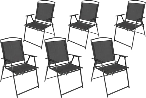 BRUBAKER 6er Set Gartenstuhl Bergamo - Campingstuhl wetterfest und platzsparend - Balkonstuhl klappbar - Klappstuhl für Camping Garten Terrasse und Balkon - Dunkelgrau BRUBAKER 6er Set Gartenstuhl Bergamo - Campingstuhl wetterfest und platzsparend - Balkonstuhl klappbar - Klappstuhl für Camping Garten Terrasse und Balkon - Dunkelgrau von BRUBAKER