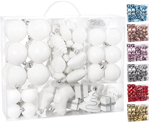 BRUBAKER 77-teiliges Set Weihnachtskugeln Christbaumschmuck - Kunststoff Baumkugeln für Weihnachtsbaum - Weiß BRUBAKER 77-teiliges Set Weihnachtskugeln Christbaumschmuck - Kunststoff Baumkugeln für Weihnachtsbaum - Weiß von BRUBAKER