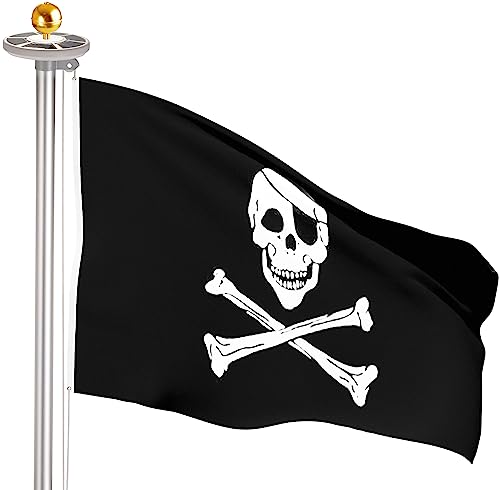 BRUBAKER Aluminium Fahnenmast 6m inkl. Piraten Flagge, Solar Fahnenmastlicht und Kugelspitze Gold - Flaggenmast mit Bodenhülse + Piratenfahne + Solar-Licht - All-in-One Set BRUBAKER Aluminium Fahnenmast 6m inkl. Piraten Flagge, Solar Fahnenmastlicht und Kugelspitze Gold - Flaggenmast mit Bodenhülse + Piratenfahne + Solar-Licht - All-in-One Set von BRUBAKER