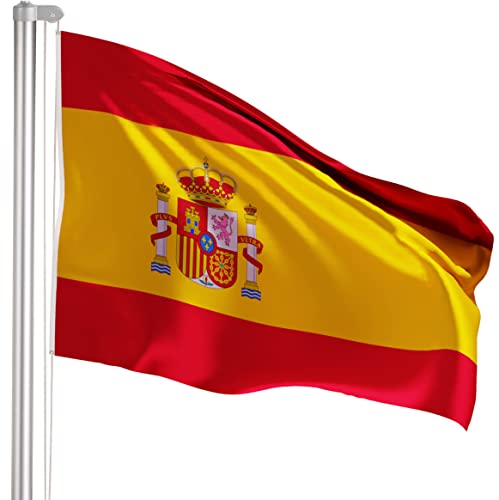 BRUBAKER Aluminium Fahnenmast Flaggenmast 6 m inklusive Deutschland Flagge + Spanien Flagge 150 x 90 cm und Bodenhülse von BRUBAKER