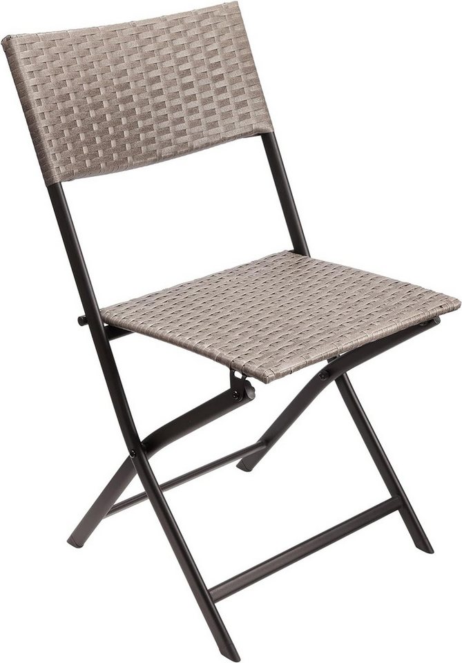 BRUBAKER Campingstuhl Toskana - Polyrattan Klappstuhl wetterfest und robust (Balkonstuhl klappbar, 1 St), Camping Stuhl für Garten Balkon Terrasse - Gartenstuhl - Grau Braun von BRUBAKER