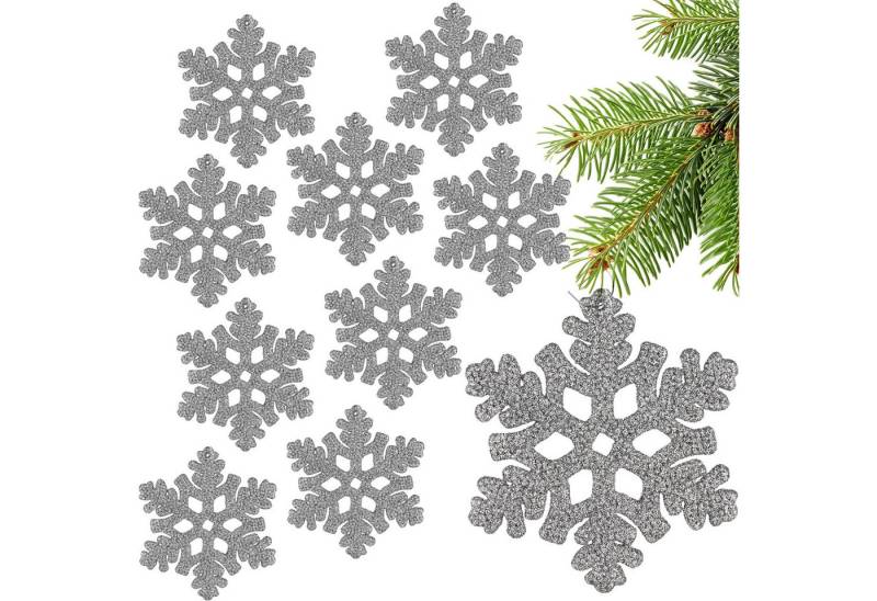 BRUBAKER Christbaumschmuck Baumschmuck Schneeflocken Glitzer - Weihnachtsbaumschmuck zum Hängen (10-tlg), 13 cm Christbaumschmuck - Weihnachtsdeko Weihnachtsbaum Bruchsicher von BRUBAKER