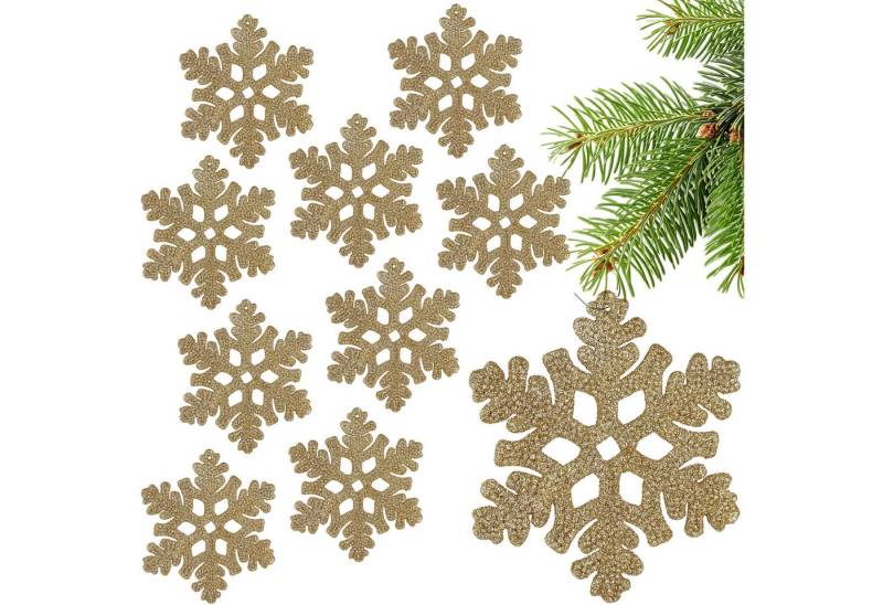 BRUBAKER Christbaumschmuck Baumschmuck Schneeflocken Glitzer - Weihnachtsbaumschmuck zum Hängen (10-tlg), 13 cm Christbaumschmuck - Weihnachtsdeko Weihnachtsbaum Bruchsicher von BRUBAKER