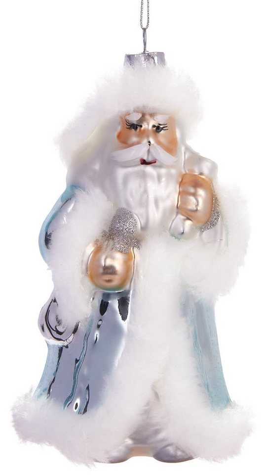 BRUBAKER Christbaumschmuck Mundgeblasene Baumkugel Weihnachtsmann, strahlende Weihnachtsdekoration aus Glas, handbemalt - Lustige Weihnachtskugel 15 cm von BRUBAKER