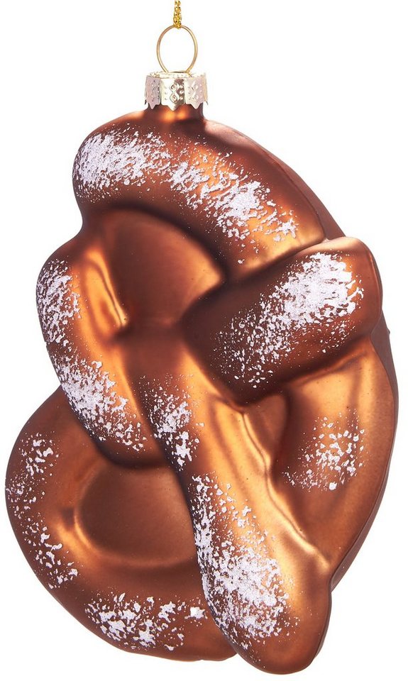 BRUBAKER Christbaumschmuck Mundgeblasene Weihnachtskugel Bayrische Brezel, kulinarische Weihnachtsdekoration aus Glas, handbemalt - 13 cm von BRUBAKER