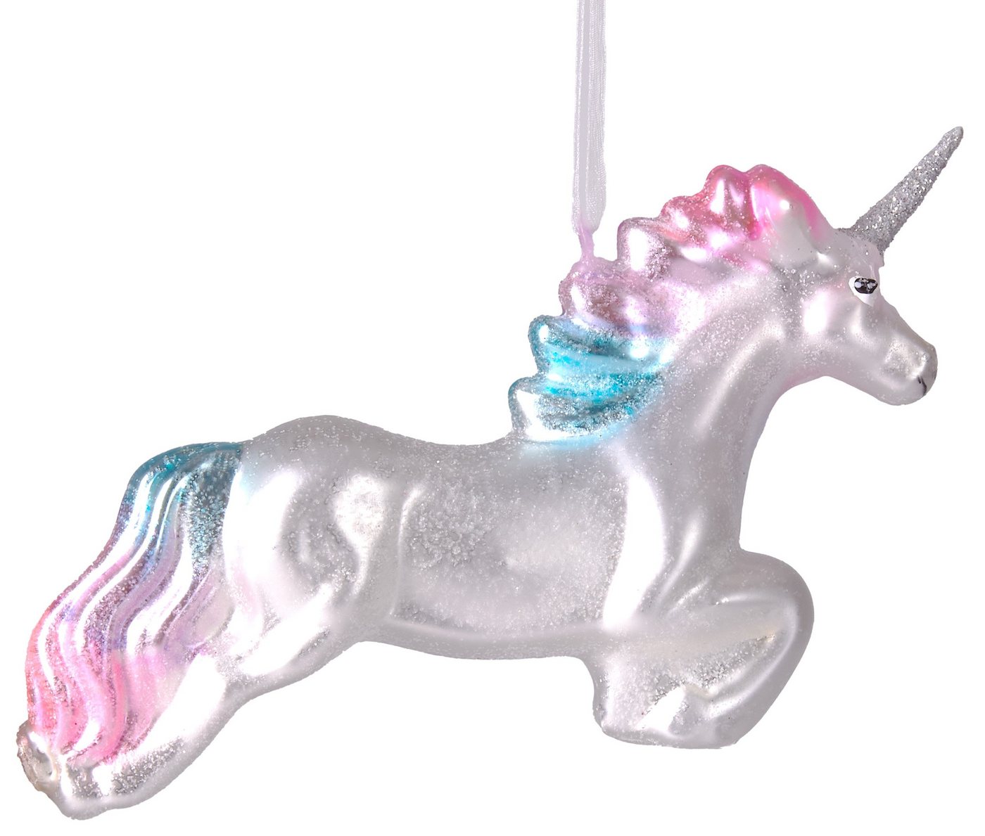 BRUBAKER Christbaumschmuck Mundgeblasene Weihnachtskugel Einhorn im Sprung, Fantasie-Weihnachtsanhänger aus Glas, handbemalt - 13.5 cm von BRUBAKER