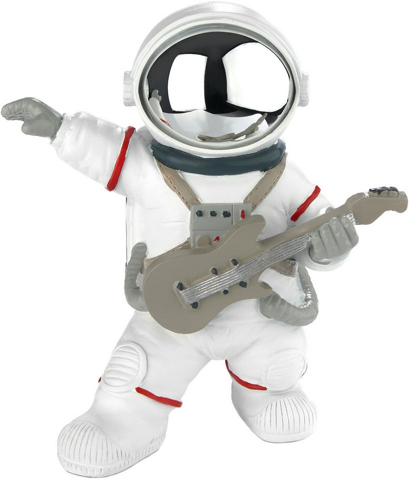 BRUBAKER Dekofigur Astronaut - 17 cm Weltraum Figur mit Gitarre und verchromtem Helm (Gitarrist - Weiß, 1 St., Dekoration), Handbemalte moderne Raumfahrt Statue für Musiker von BRUBAKER