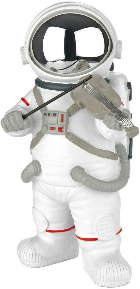 BRUBAKER Dekofigur Astronaut Geiger - 20 cm Weltraum Figur mit Geige und verchromtem Helm (Skulptur Deko Geigenspieler, 1 St., Dekoration - Weiß), Handbemalte moderne Raumfahrt Statue für Musiker von BRUBAKER