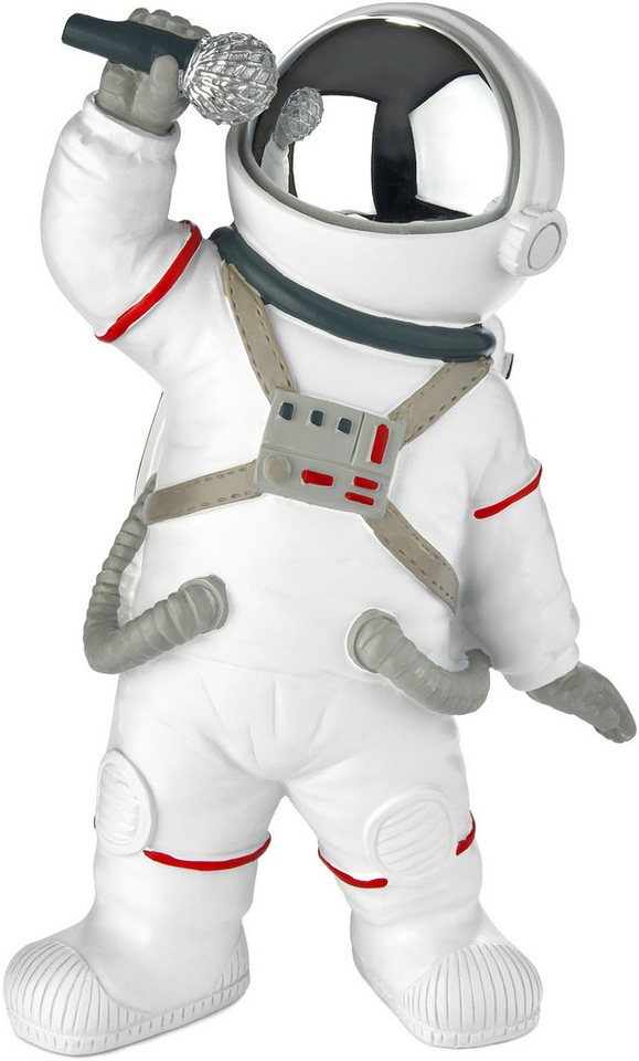 BRUBAKER Dekofigur Astronaut Sänger - 20cm Weltraum Figur mit Mikrofon + verchromtem Helm (Deko Skulptur, 1 St., Dekoration Weiß), Handbemalte moderne Raumfahrt Statue für Musiker von BRUBAKER