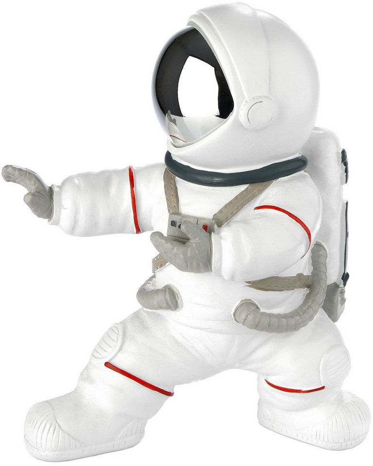 BRUBAKER Dekofigur Astronaut kämpft in Karate Pose - 17 cm Figur mit verchromtem Helm (Dekoration - Weiß, 1 St., Weltraum Deko Skulptur), Handbemalte moderne Raumfahrt Statue von BRUBAKER