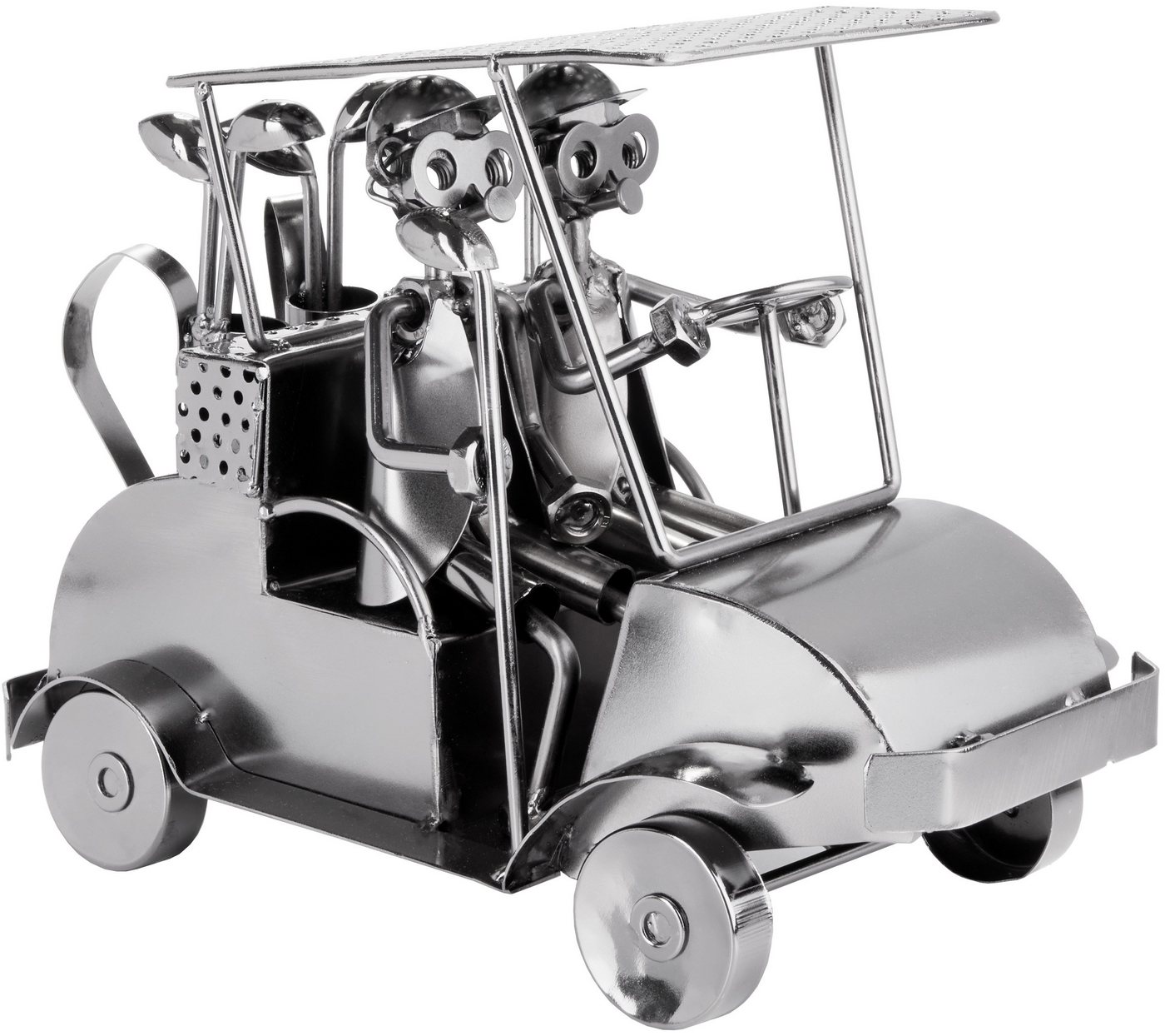 BRUBAKER Dekofigur Metallskulptur Schraubenmännchen Golfcart (1 St), kunstvolle Geschenkfigur für Golfspieler und Golf Fans, Metallfigur von BRUBAKER