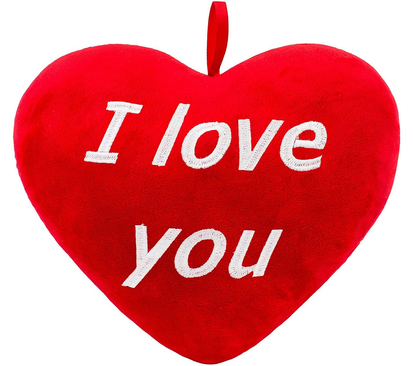 BRUBAKER Dekokissen Plüschkissen in Herzform mit Spruch, Herz Kissen Rot 32 cm groß, Herzkissen bestickt von BRUBAKER