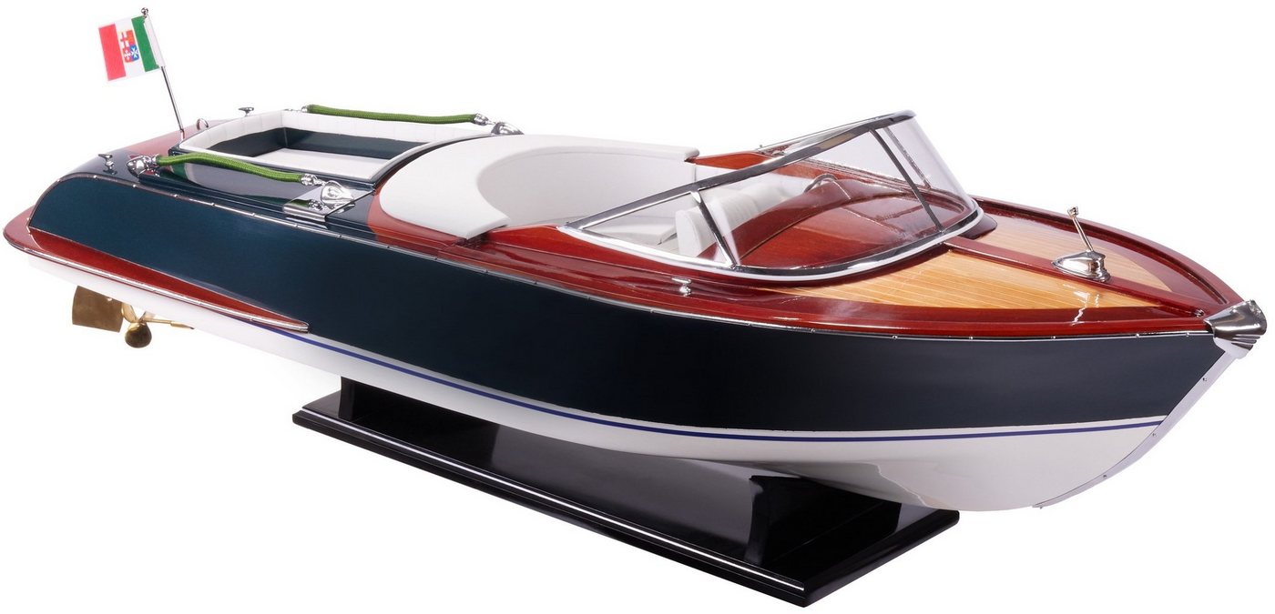 BRUBAKER Dekoobjekt Modellboot Riva Aquariva (mit Zertifikat, 88 x 26 x 27 cm Luxus Dekoration Boot, 1 St), Italienisches Luxusboot, Replika im Maßstab 1:11, Handwerksarbeit von BRUBAKER