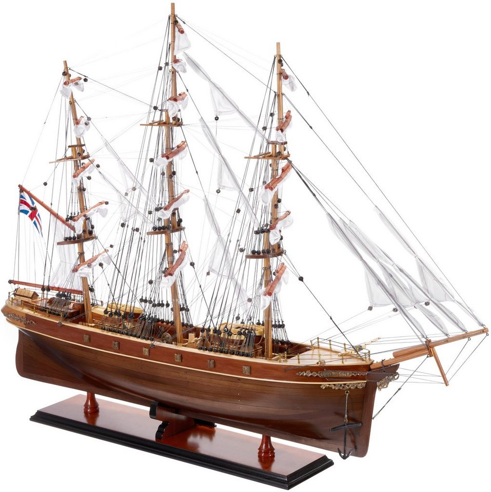 BRUBAKER Dekoobjekt Modellsegelschiff Cutty Sark (Replikat kein Bausatz, 1 St., Luxus Dekoration Segelschiff Handarbeit mit Zertifikat), Modellschiff im Maßstab 1:100 - 88 x 13 x 67 cm von BRUBAKER