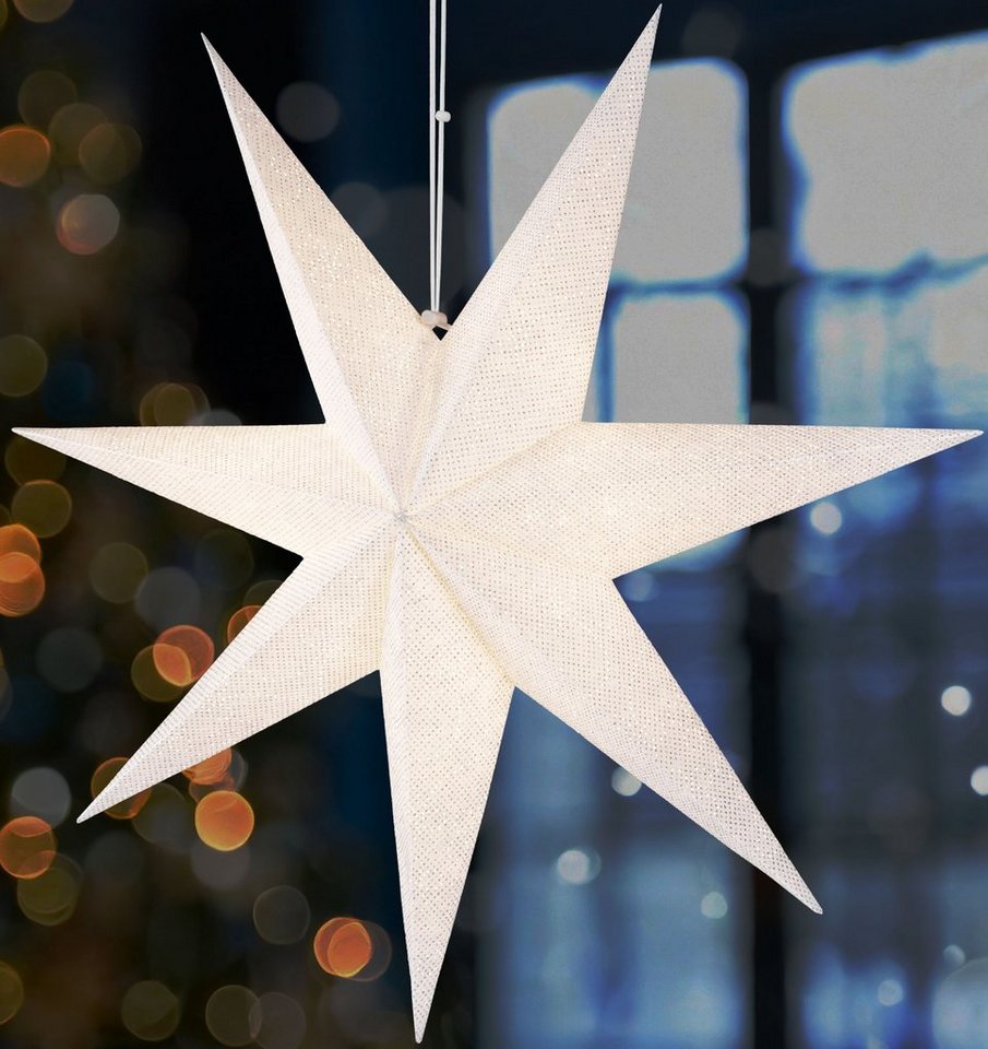 BRUBAKER Dekostern 60 cm Weihnachtsstern für Innen - Adventsstern mit E14 Fassung Hängend, 1 St., 3D Papierstern mit 3,5m Kabel - Fenster Stern Weihnachten Leuchtstern von BRUBAKER