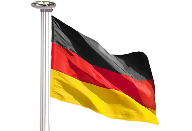 BRUBAKER Fahnenmast All-in-One Flaggenmast Set + Solar Fahnenmastlicht, (1-St., mit Bodenhülse + Deutschlandfahne + Solarlampe mit 26 LEDs), Aluminium Fahnenmast inkl. Deutschland Flagge und Solar-Energie Licht von BRUBAKER
