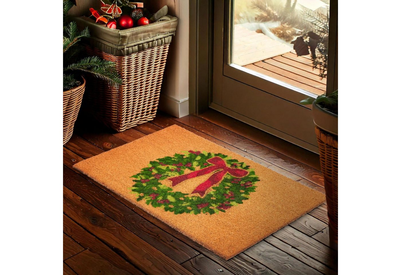 BRUBAKER Fußmatte 45 x 75 cm - Adventskranz mit Schleife - Schmutzfangmatte, Rechteckig, Höhe: 15 mm, Türmatte für Außen und Innen - Wetterfest und Rutschfest BRUBAKER Fußmatte 45 x 75 cm - Adventskranz mit Schleife - Schmutzfangmatte, Rechteckig, Höhe: 15 mm, Türmatte für Außen und Innen - Wetterfest und Rutschfest von BRUBAKER