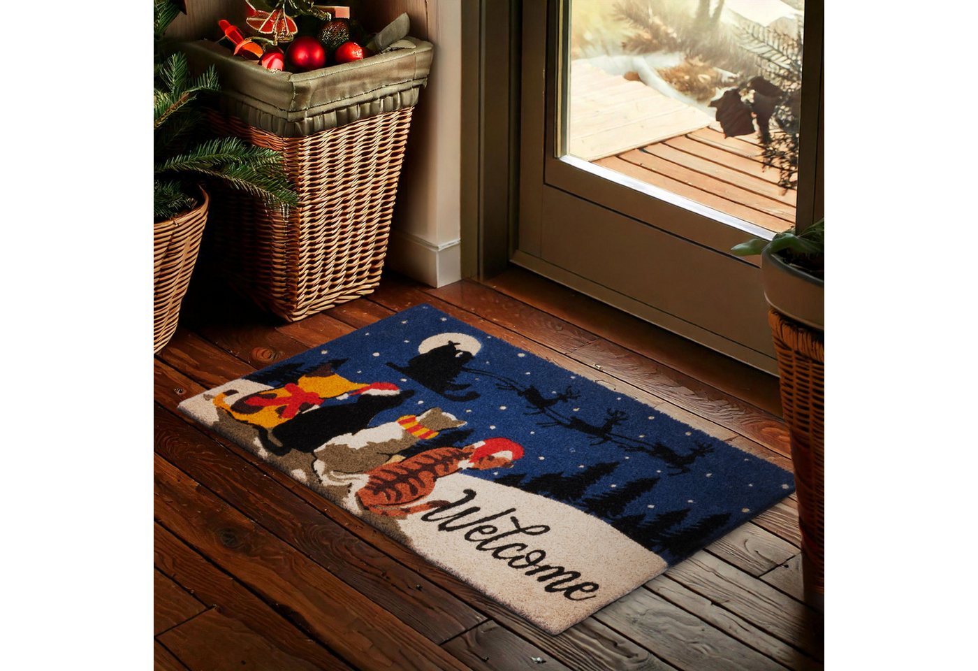 BRUBAKER Fußmatte Welcome - 45 x 75 cm Weihnachtsfußmatte mit Katzen im Schnee - Bunt, Rechteckig, Höhe: 16 mm, Fußmatte Weihnachten für Außen und Innen - Wetterfest und Rutschfest BRUBAKER Fußmatte Welcome - 45 x 75 cm Weihnachtsfußmatte mit Katzen im Schnee - Bunt, Rechteckig, Höhe: 16 mm, Fußmatte Weihnachten für Außen und Innen - Wetterfest und Rutschfest von BRUBAKER