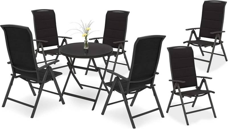 BRUBAKER Garten-Essgruppe Garten Sitzgruppe Milano, (Set), 1x Klapptisch rund 70 cm Ø mit Gartenstuhl und Gartentisch - Aluminium von BRUBAKER