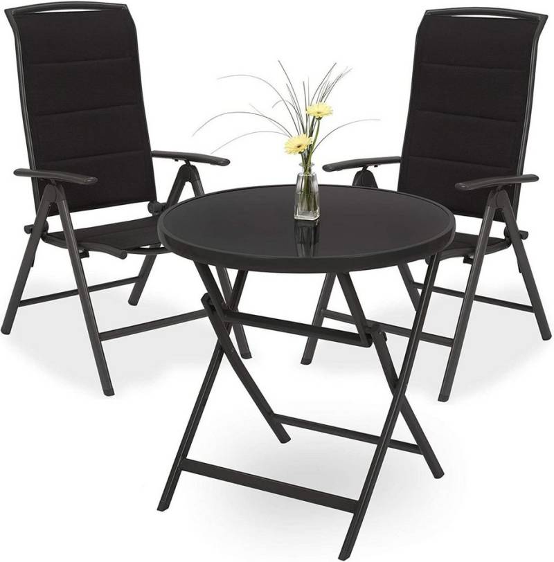 BRUBAKER Garten-Essgruppe Garten Sitzgruppe Milano, (Set), 1x Klapptisch rund 70 cm Ø mit Gartenstuhl und Gartentisch - Aluminium von BRUBAKER