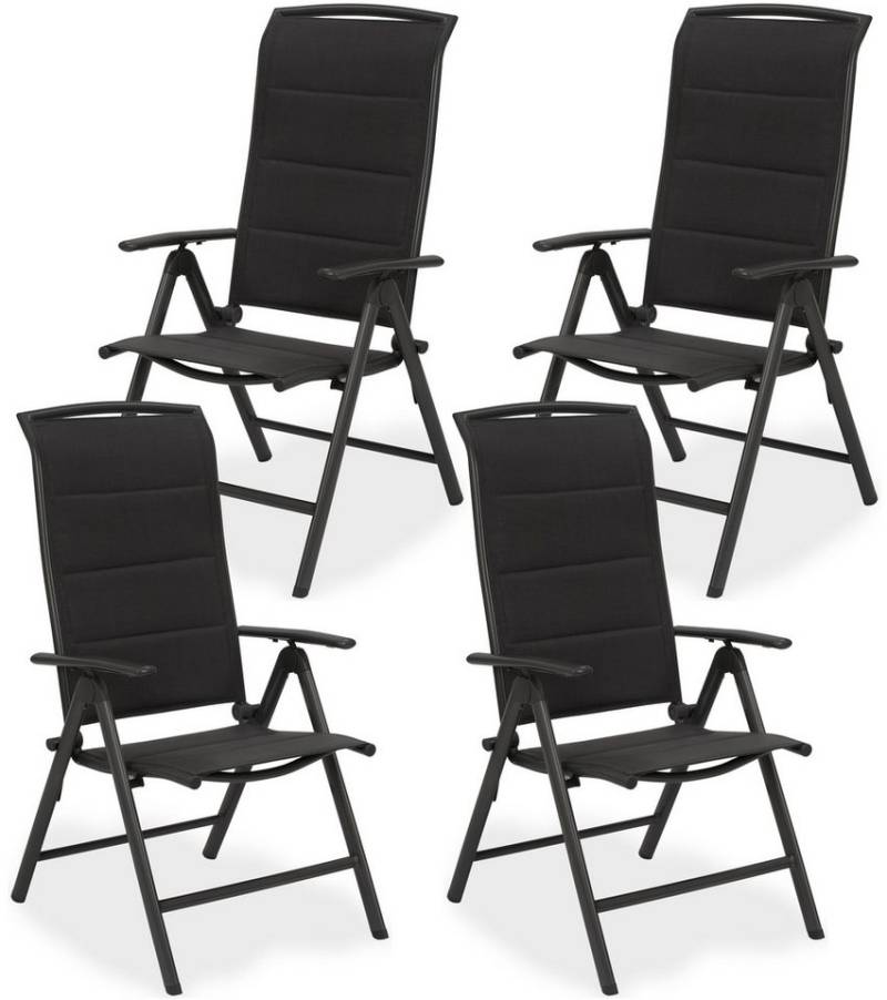 BRUBAKER Gartenstuhl Milano - Gepolsterter Klappstuhl aus Aluminium - Balkonstuhl (Outdoor Campingstuhl für Garten und Balkon - Wetterfest, 4 St), Hochlehner Campingstuhl mit 8-fach verstellbarer Rückenlehne von BRUBAKER