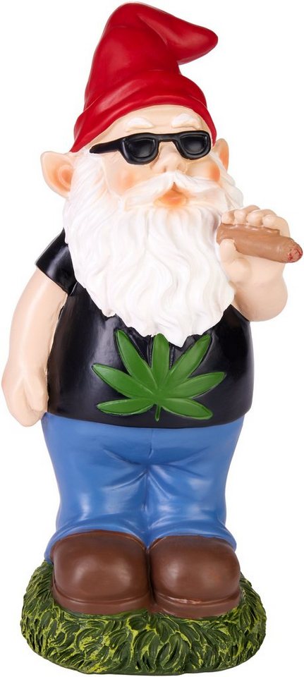 BRUBAKER Gartenzwerg Cannabis - Frecher Zwerg mit Joint - Gartenfigur Lustig - Gras rauchen, (1 St), Dekoration Wetterfest für Garten Campingplatz von BRUBAKER