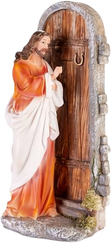 BRUBAKER Jesus Christus klopft an der Tür - 30 cm Weihnachtsdekoration mit handbemalter Figur aus Polyresin - Abendmahlszene Weihnachtsfigur - Tischdekoration von BRUBAKER