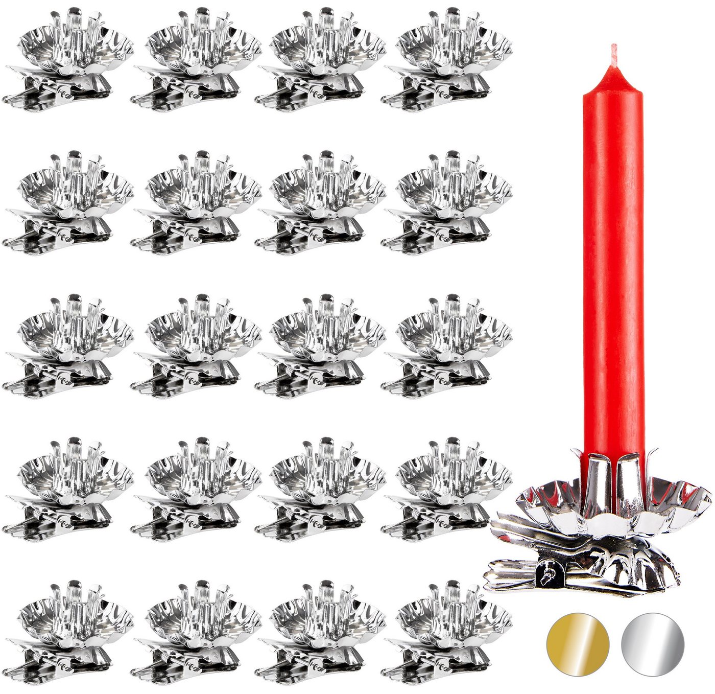 BRUBAKER Kerzenhalter Baumkerzenhalter für Weihnachtsbaum (20 St., drehbar, kippfähig), Vintage Kerzenhalter, traditionelle Kerzenzwicker mit Clip von BRUBAKER