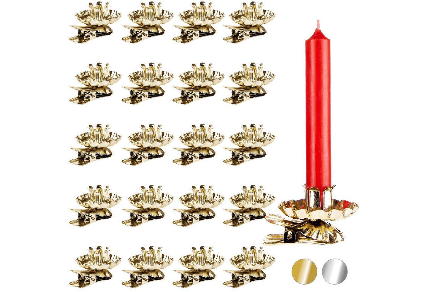 BRUBAKER Kerzenhalter Baumkerzenhalter für Weihnachtsbaum (40 St., drehbar, kippfähig), Vintage Kerzenhalter, traditionelle Kerzenzwicker mit Clip von BRUBAKER