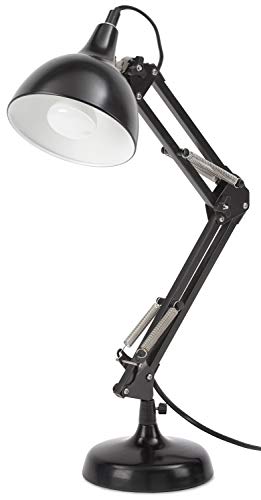 BRUBAKER Klassische Metall Schreibtischlampe Leselampe mit höhenverstellbarem Gelenk-Arm Schwarz von BRUBAKER