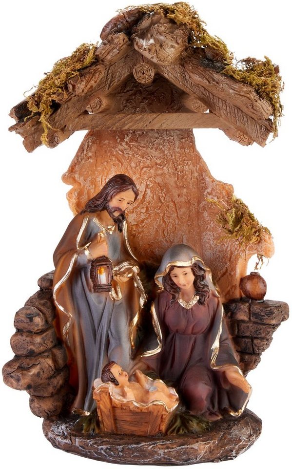 BRUBAKER Krippenfigur Krippenfigur Heilige Familie - Jesus, Maria und Josef (25 cm Weihnachtsfigur mit handbemalten Figuren, 1 St), Krippenszene Weihnachtsdekoration - Tischdekoration aus Polyresin von BRUBAKER